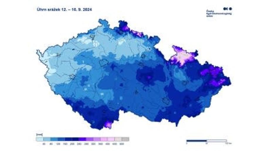 Nový extrém denního úhrnu srážek v Česku ze 14. září 2024